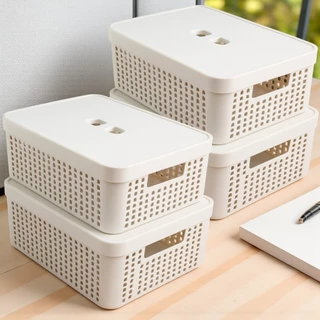 Conjunto 4 Caixas Organizadoras Com Tampa 11 Litros Cozinha Banheiro em Plástico Resistente em Oferta na Shopee