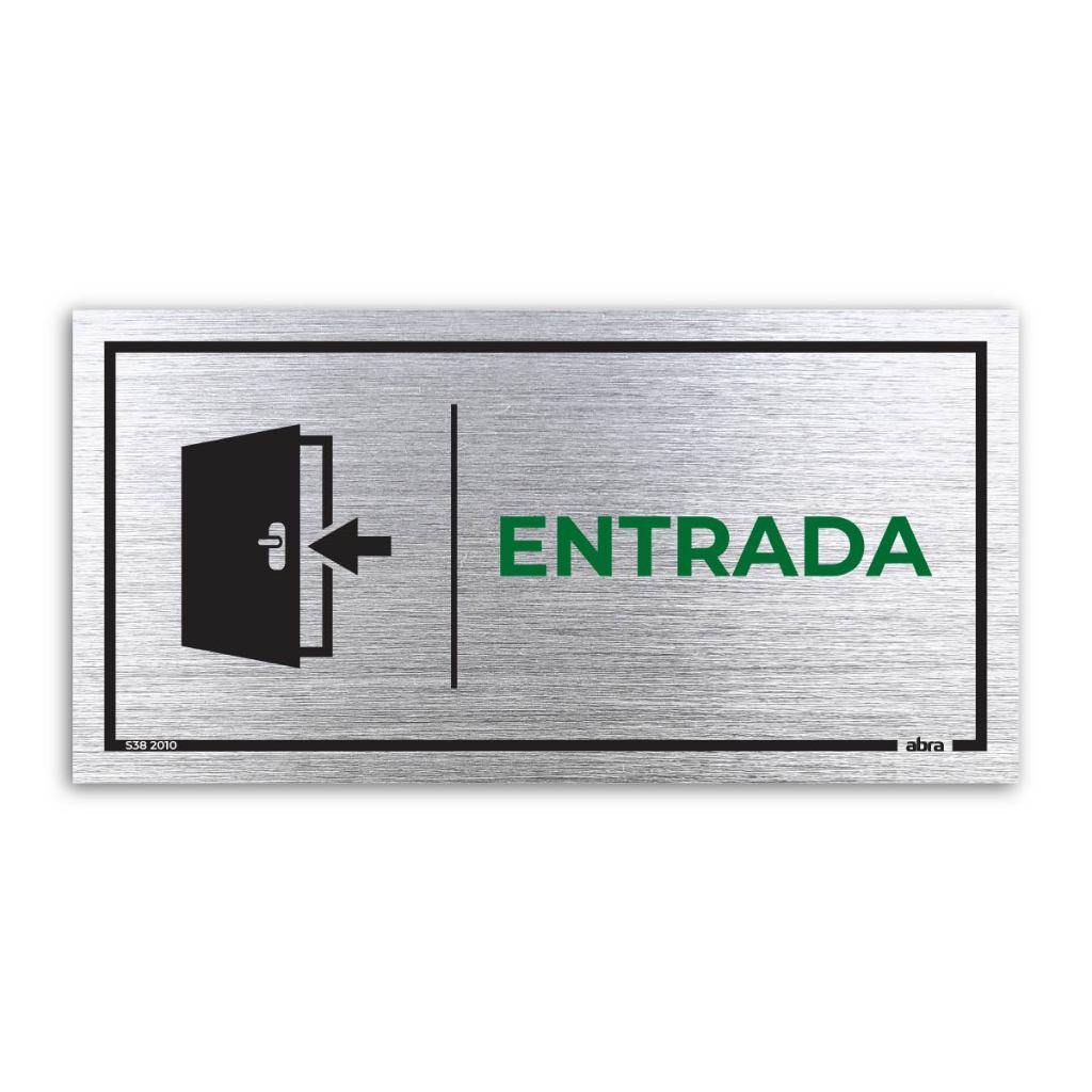 Placa de Sinalização Entrada 20x10 cm com Adesivo Aço Escovado ...