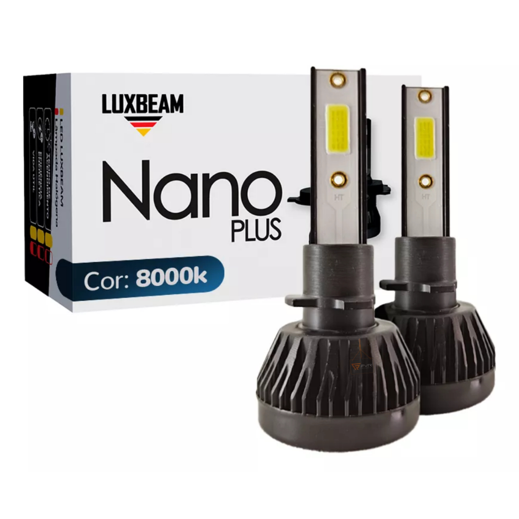 Par Lâmpada Super Led Nano Plus 8000k Luxbeam Farol Luz Branca H1