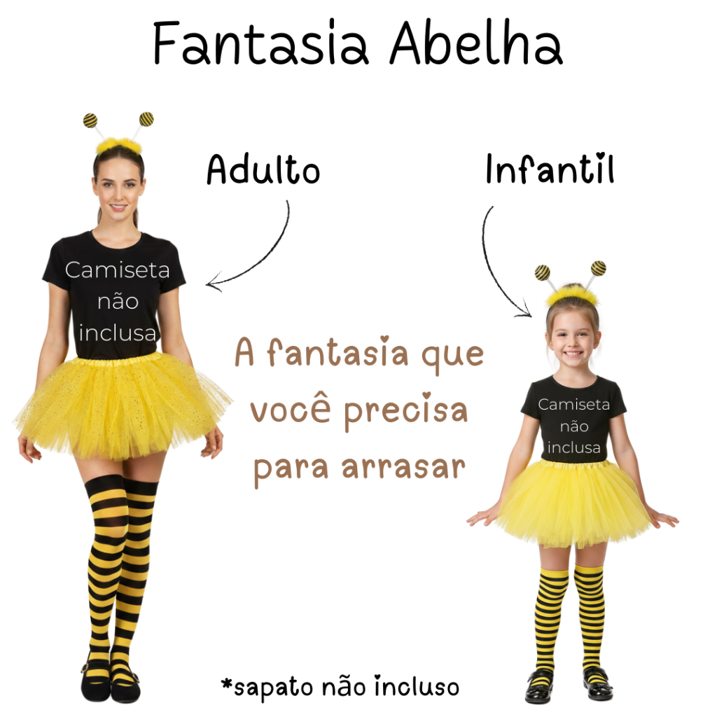 Fantasia de Abelha Abelhinha Feminina Carnaval Festa Infantil Adulto ...