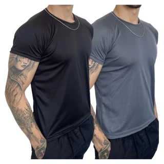 Kit 2 Camisetas Masculina Academia Corrida Fitness Esportiva