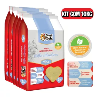 Areia Higiênica Gato Milho e Mandioca Biodegradável Grãos Finos Granulado Great Pets 2kg