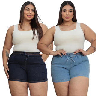 Short Shortinho Jeans Plus Size Feminino Bermuda Feminina Elastano Com Lycra