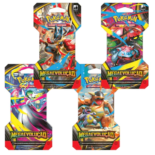 4 Blister de Pokémon TCG Coleção Mega Evolução Copag Combo