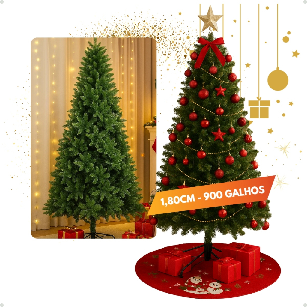 Árvore De Natal 1,80 cm 900 Galhos Premium Cheia Zenx Medali | Shopee ...
