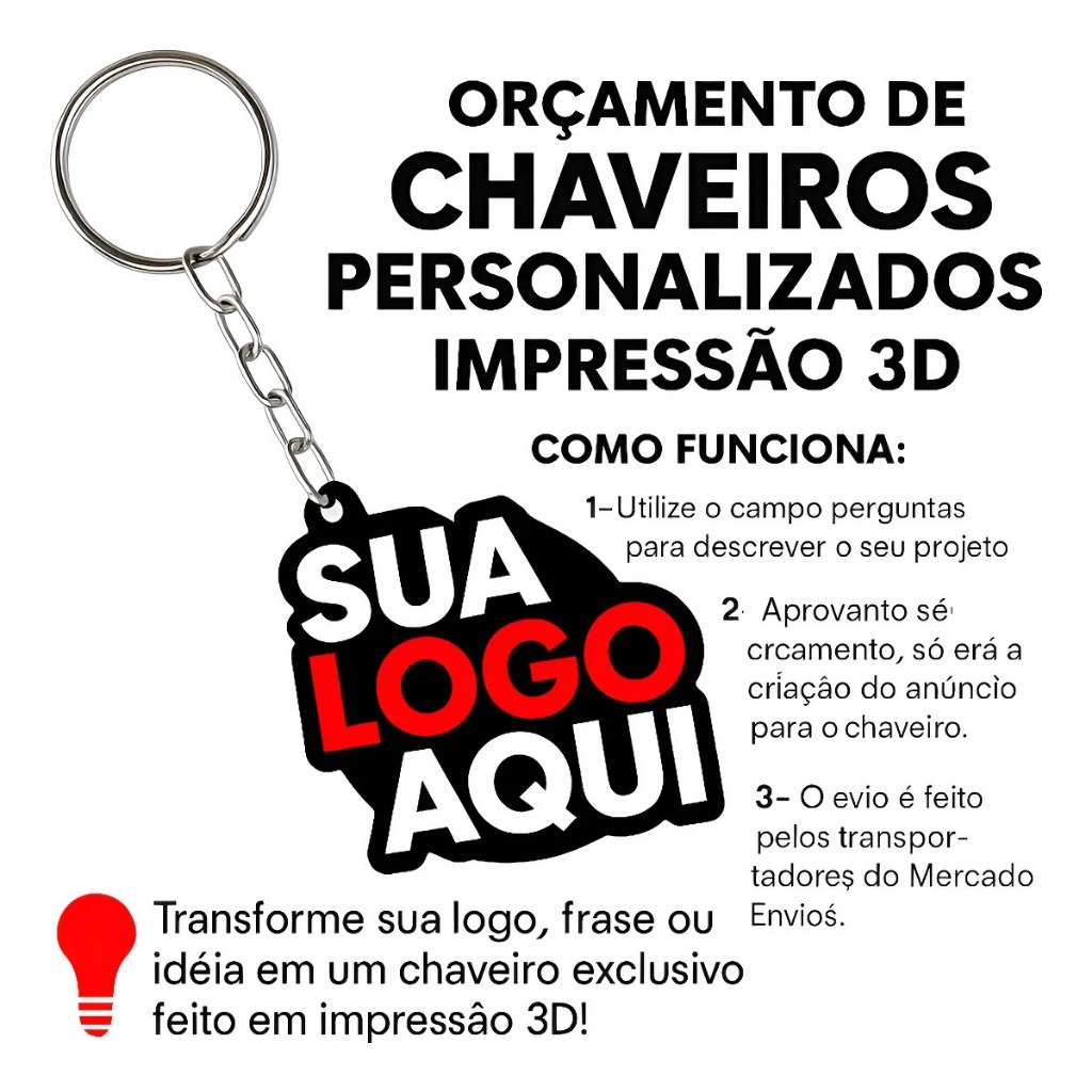 Faça Seu Chaveiro Personalizado Sob Encomenda – Impressão 3D (ORÇAMENTO)