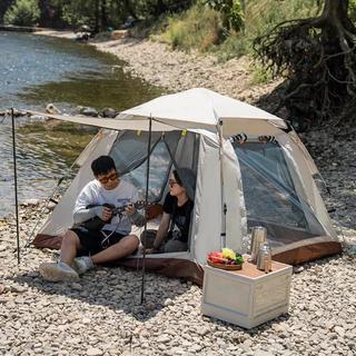 Tenda pop-up de um toque para 4 pessoas, barraca de praia com proteção solar automática, barraca de acampamento ao ar li em Oferta na Shopee