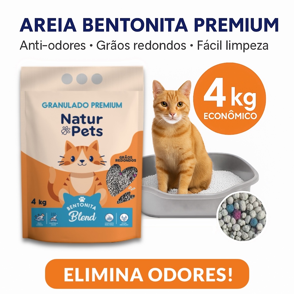 Kit 2 Areias Para Gato - Anti-odor - Bentonita Esferica - 4 kg por ...