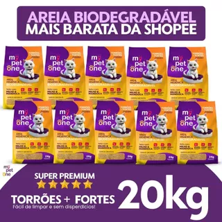 10 Areia Biodegradável Gatos Bio Gold Grossa MyPetOne 20kg