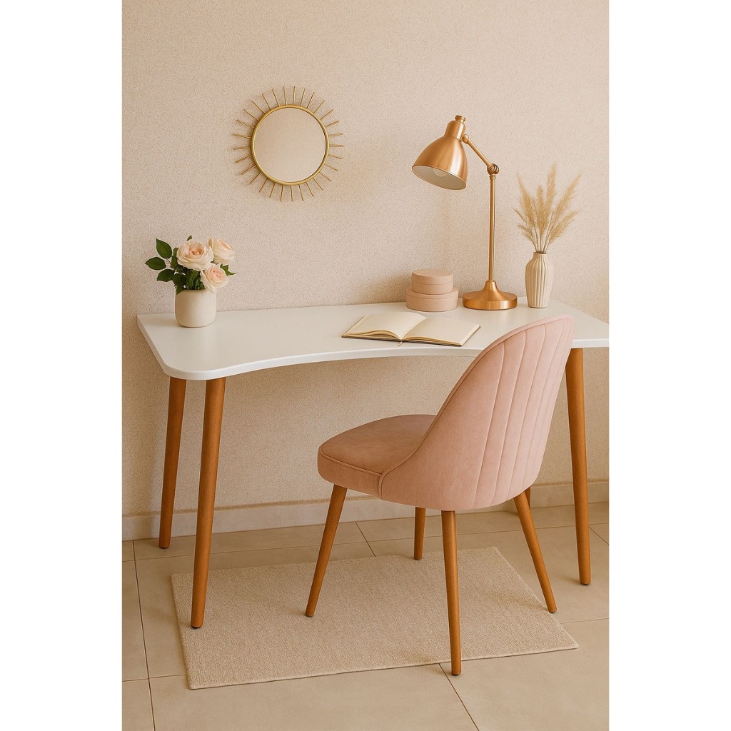 Escrivaninha Mesa Estudo Aparador Office Mdf Pés Madeira