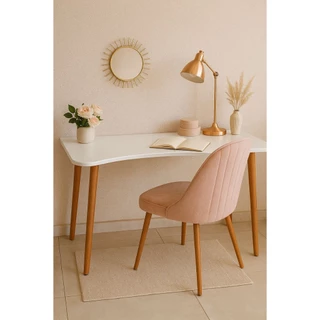 Escrivaninha Mesa Estudo Aparador Office Mdf Pés Madeira