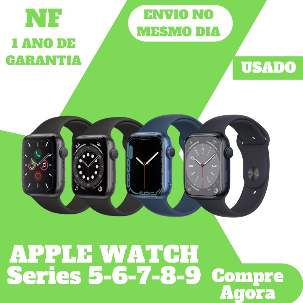 [USADO] Apple Watch Series 5 - 6 - 7 - 8 - 9 / 41mm - 45mm • Original • Nota Fiscal - Seminovo