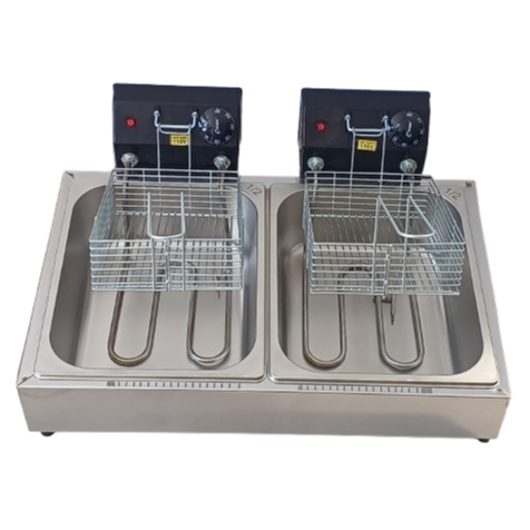 Fritadeira Elétrica Inox Dupla 10L ou 14 L Profissional Direto Fabrica Com Garantia