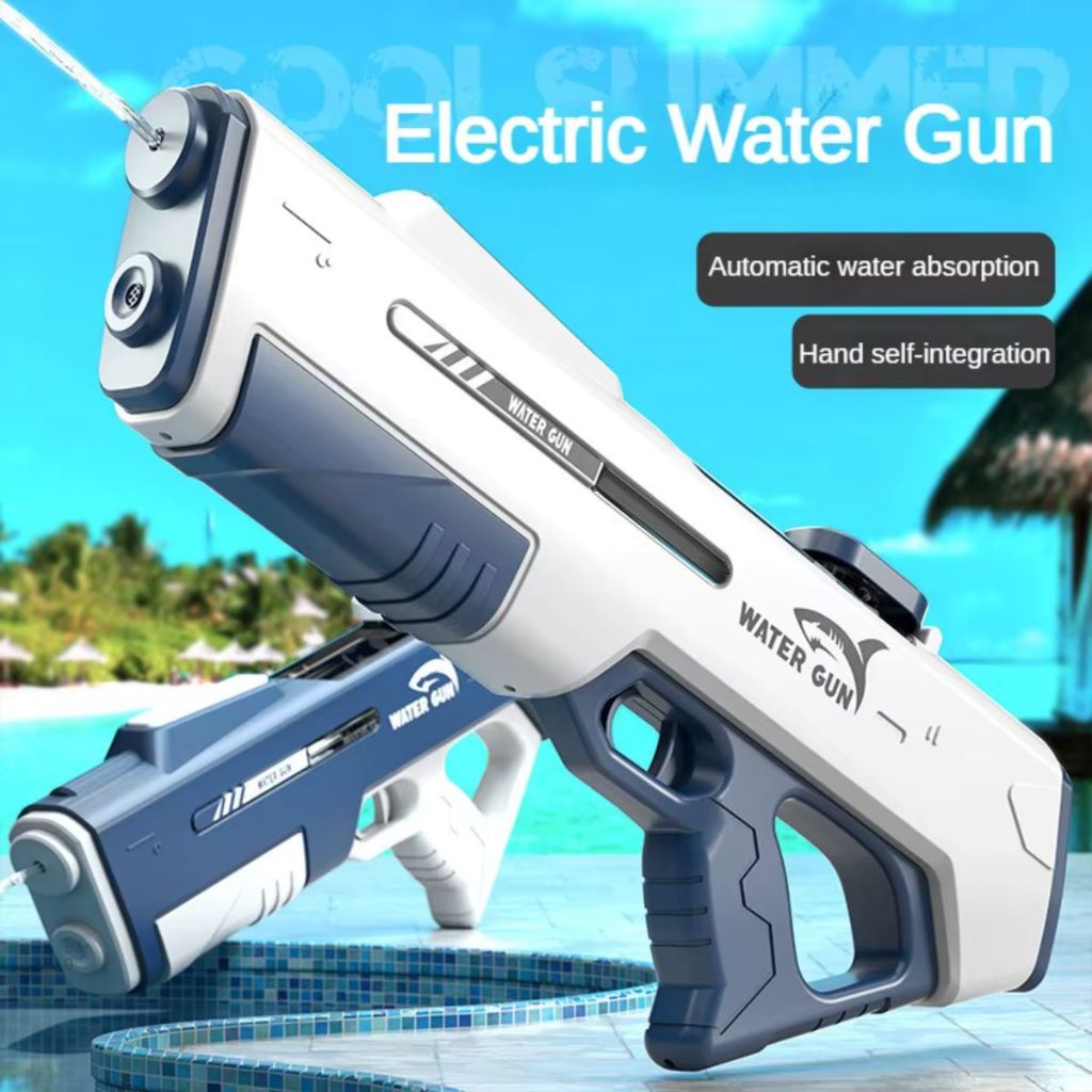 Pistolas de Água Elétricas, Jateadores de Água de Sucção Automática, Azul com Branco