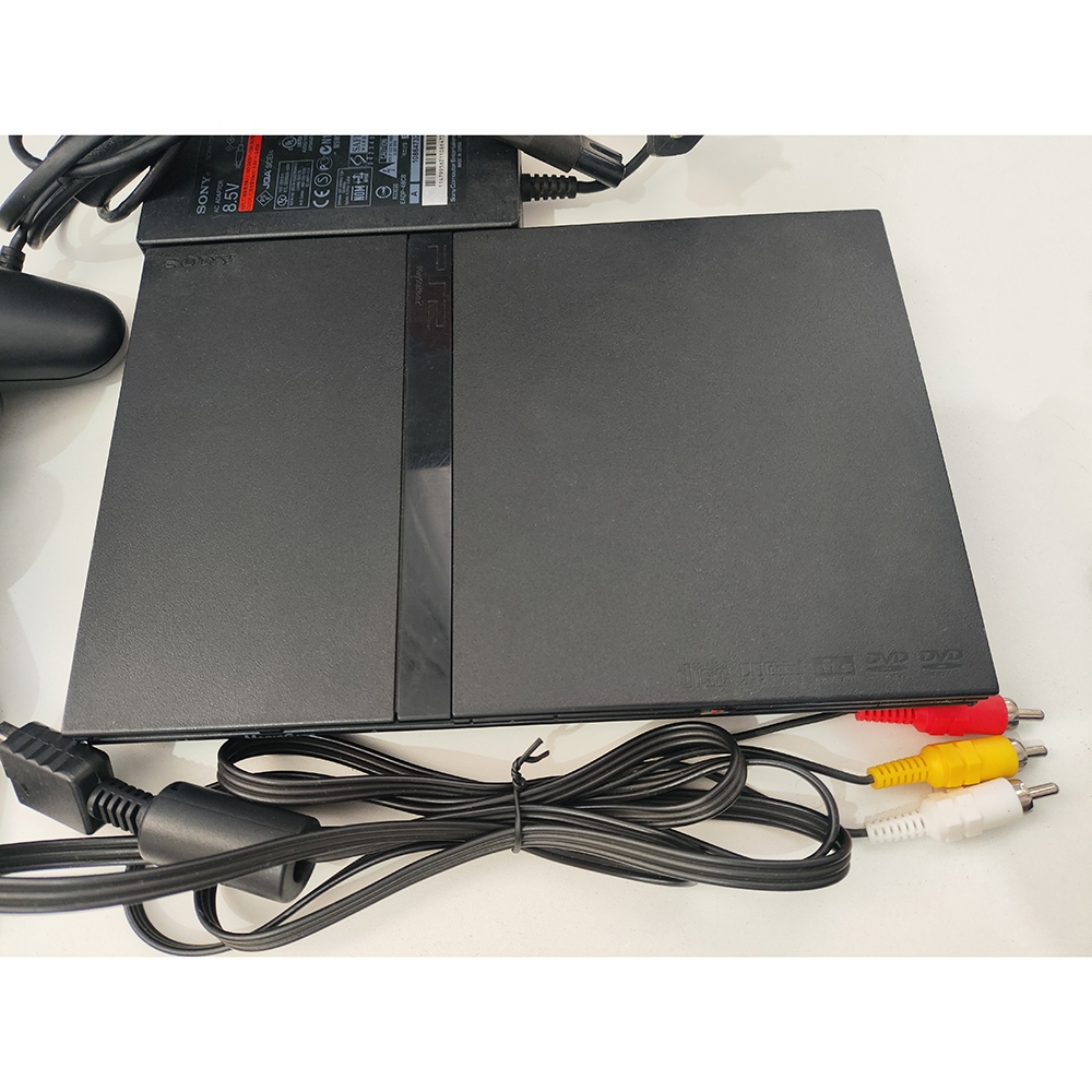 PlayStation 2 Slim, Desbloqueado, Leitor Funcional - 3 Controles, 2 Originais, Memory Card, 5 Jogos