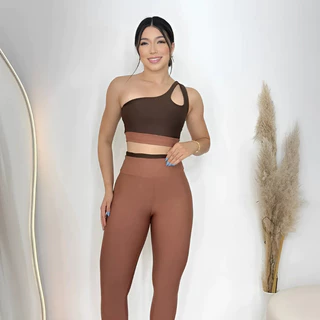 Conjunto Calça Legging e Top Moda Fitness Roupa de Academia Feminino Malhar Bojo Crossfit Treino