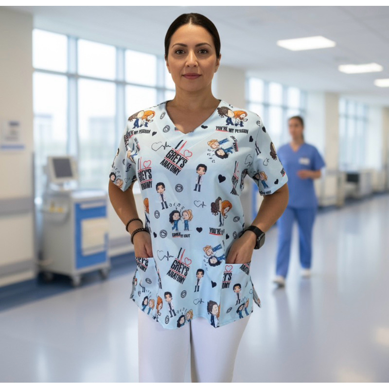 Blusa feminina Bata Scrub Pijama Hospitalar Cirúrgico Grey's