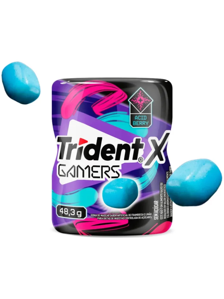 Chiclete Trident XGamers Framboesa E Limão Sem Açúcar 6 Unidades