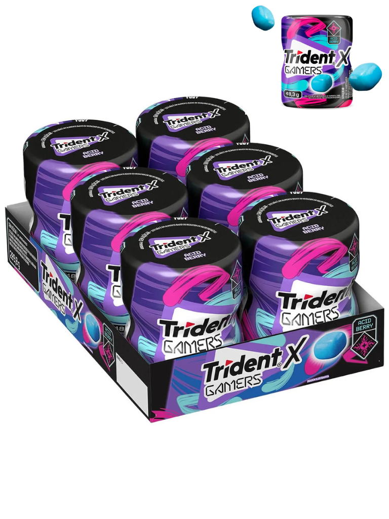 Chiclete Trident XGamers Framboesa E Limão Sem Açúcar 6 Unidades