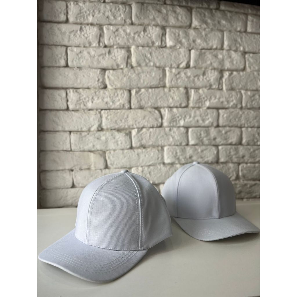 Kit 2 Boné BRANCO LISO ABA RETA SUPERCAP –COM AJUSTE | Shopee Brasil