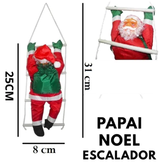 Papai Noel Subindo Escada 31x25x8 Grande Enfeite Natalino Decoração De Natal Top Útil