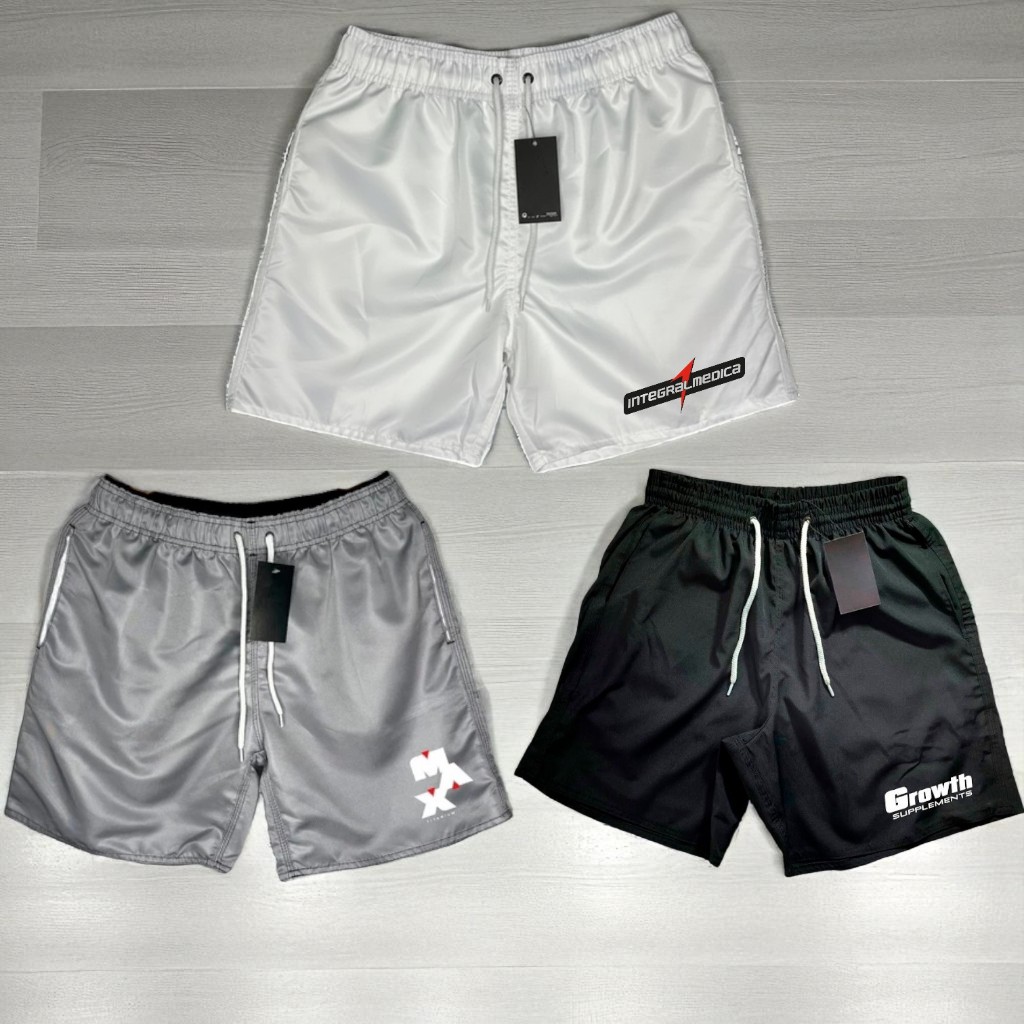 Kit 3 Bermudas short Mauricinho Masculino MIX Para Treino, Academia e esportes