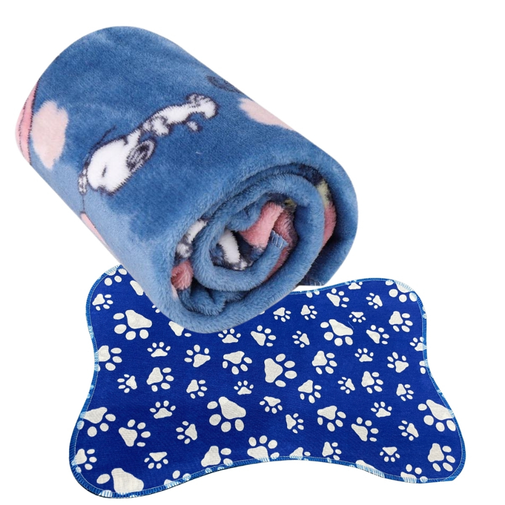 Pack De 3 Mantas De Lana Suave Para Perro O Gato - Todos Los Tamaños Disponibles - Estampado Patita