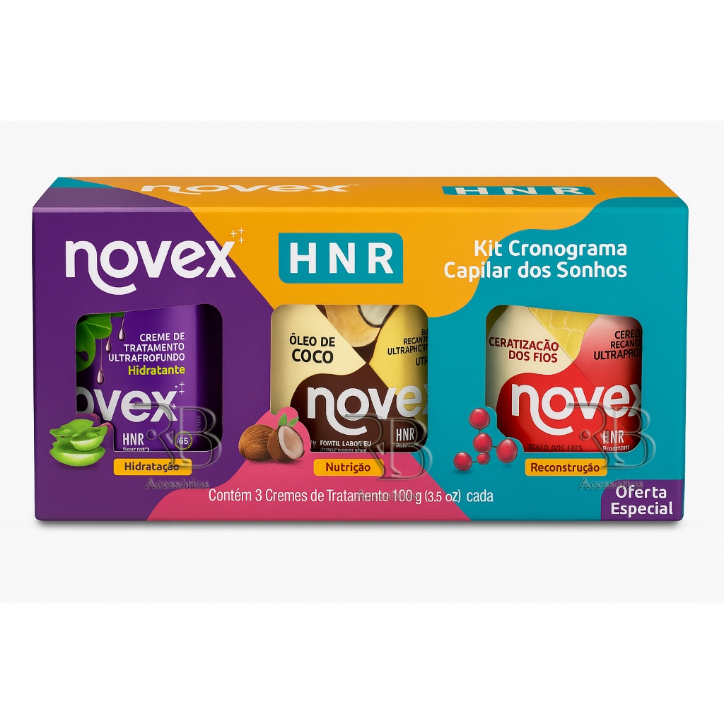 Kit Novex Mini - Cronograma Capilar dos Sonhos HNR Hidratação ...