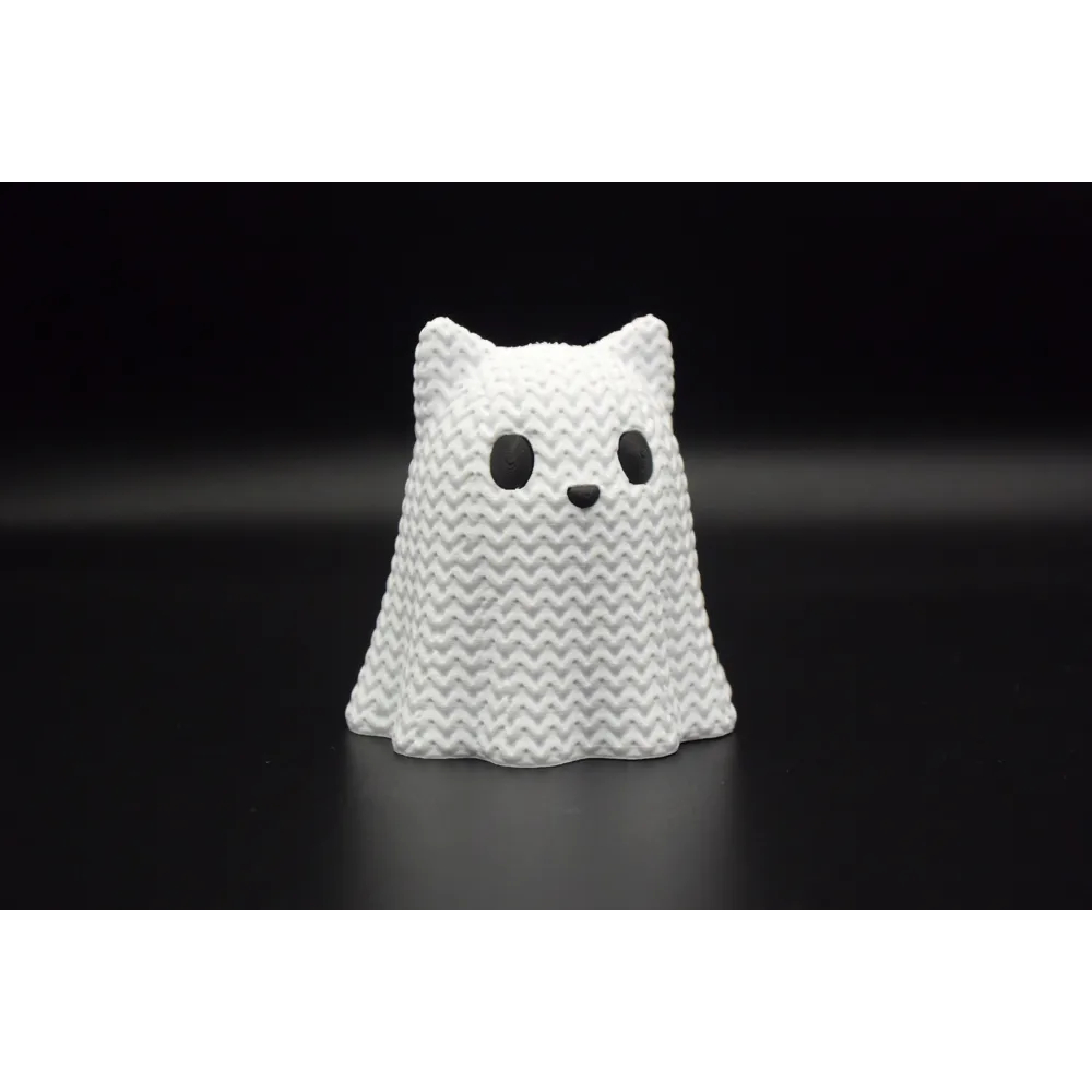 Gatinho Fantasma de Crochê 3D – Decoração Fofa de Halloween