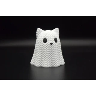 Gatinho Fantasma de Crochê 3D – Decoração Fofa de Halloween