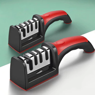 Kit 2 Amoladores Profissionais de Facas Aço Inox 3 Estágios Com Base Antiderrapante – Afiador Cozinha Portátil - WYL em Oferta na Shopee