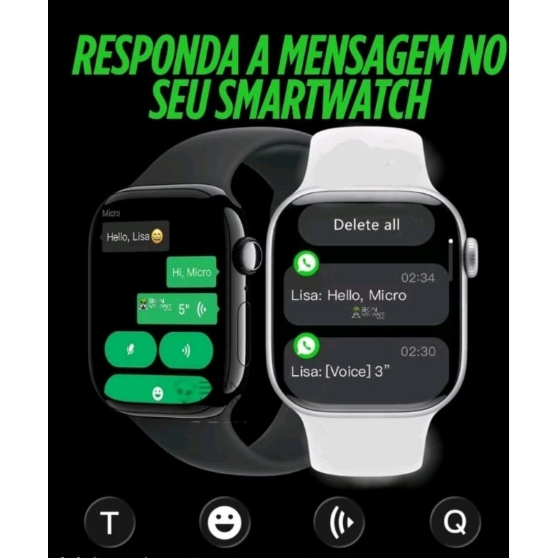 Relógio Smartwatch RESPONDE WhatsApp tela Amoled monitoramento saúde ...