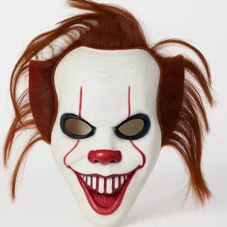Máscara Assustadora Palhaço IT A Coisa Pennywise com Peruca Fantasia Festa Halloween Ref: 8051