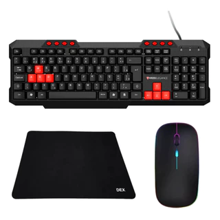 Kit Mouse Sem Fio Recarregavel Via Wireless USB ergonômico + Teclado Kross com fio + Mouse pad