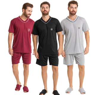 Kit 3 Pijamas Adulto Masculino | Malha Premium Confortável em Oferta na Shopee