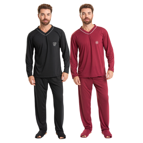Kit 2 Pijama Longo Masculino Adulto - Pijama Para Inverno e Frio em Oferta na Shopee