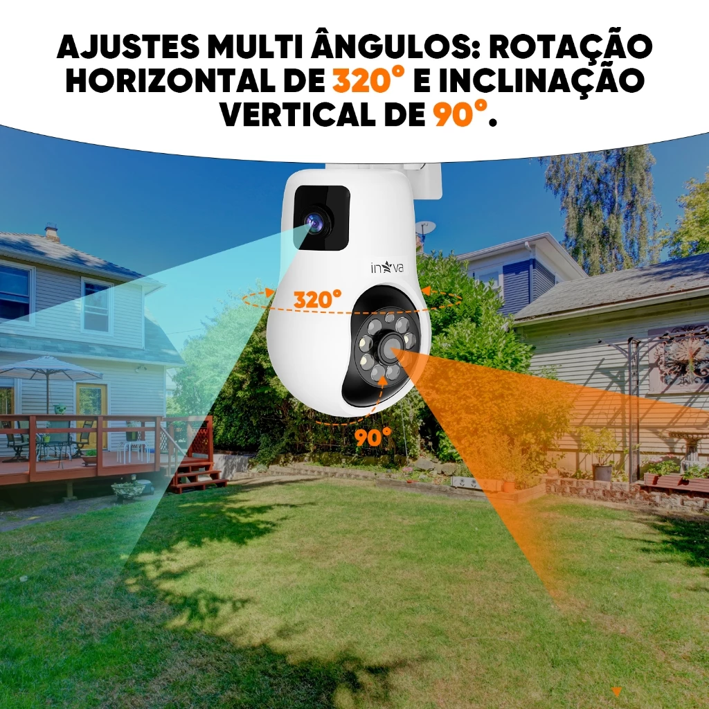 Câmera de segurança Wi-Fi dupla 360 externa à prova d’água