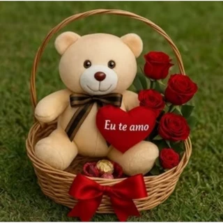 URSO DE PELÚCIA C/ CORAÇÃO 24CM NAMORADOS CESTAS Decoração Presentes