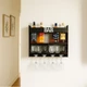 Bar Adega Barzinho De Parede Rústico Madeira Com Porta Garrafas De Vinhos Whisky Gin Bebidas E Porta Taça Bar Decorativo