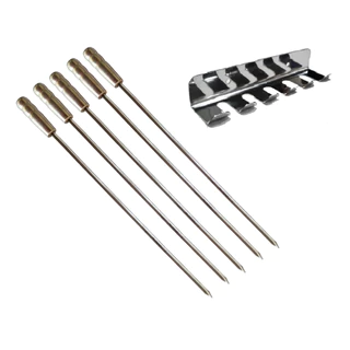 Kit 5 Espeto Churrasco e Suporte de Parede Reforçado