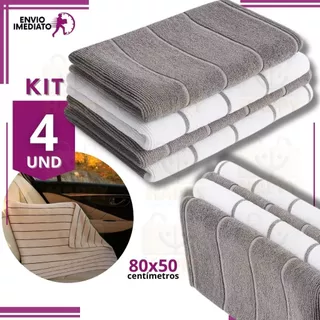 Kit 4 Toalha de Microfibra 80x50cm Multiuso Pano Grande Para Limpeza de Carro Móveis e Chão