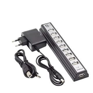Hub Usb 10 Portas 2.0 Adaptador Extensor Régua Pc Notebook