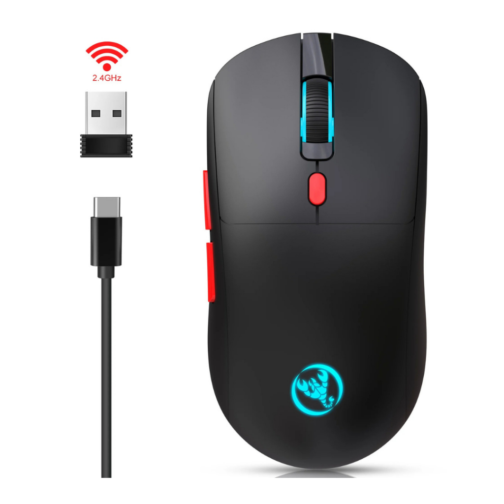 Mouse Gamer Sem Fio Hxsj T20 Recarregável Preto e Branco | Shopee Brasil