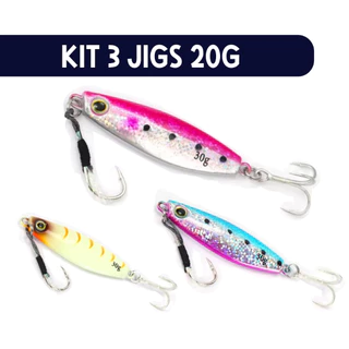 Kit 3 Jigs Isca Glitter ou Unitário - Jigs de Alta Qualidade - Com Suporte Hook - Com Garatéia - Isca Pronta para o Uso