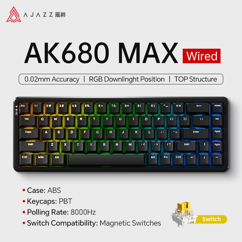 Teclado Magnético Ajazz ak680 max he interruptor de efeito hall 60