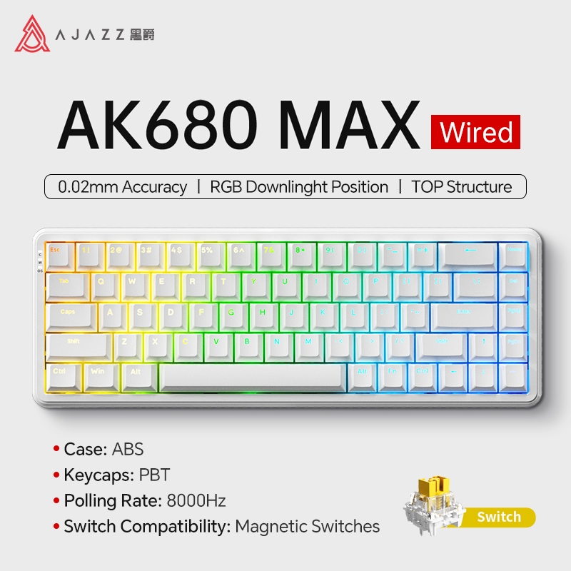Teclado Magnético Ajazz ak680 max he interruptor de efeito hall 60