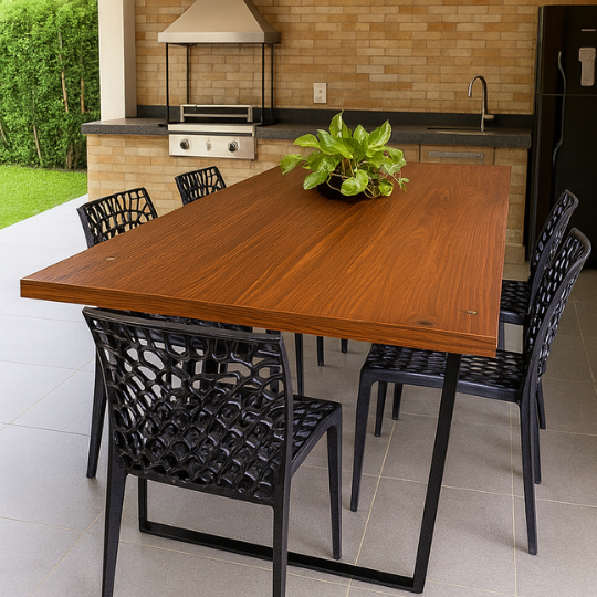Mesa Para Sala De Jantar P/ 6 Cadeiras Industrial Decoração Varanda Gourmet Sacada Casa Lar Churrasqueira