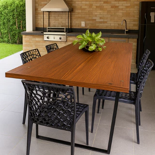 Mesa Para Sala De Jantar P/ 6 Cadeiras Industrial Decoração Varanda Gourmet Sacada Casa Lar Churrasqueira