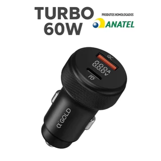 Carregador Veicular Turbo Cj12-4 60w 2 Saídas Type-c Usb-----Sem cabo