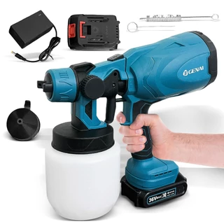 Pistola de Pintura Portátil 36V Sem Fio 2 Baterias de Lítio